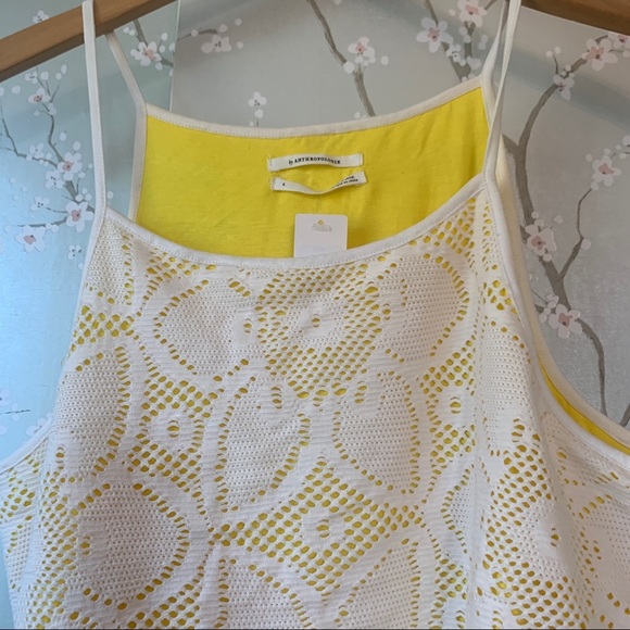 NWT Anthropologie Cosette Top Tank yellow white - Picture 7 of 11